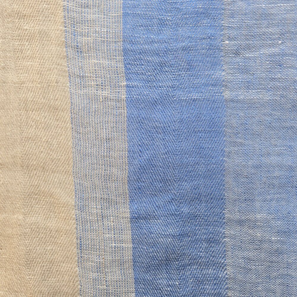 Oska Linen Scarf Blue White - Picture 5 of 7